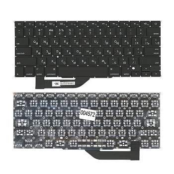 Клавиатура для ноутбука Apple MacBook A1398, черная, плоский Enter