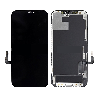 Дисплей для Apple iPhone 12, 12 Pro + тачскрин, черный с рамкой (OLED LCD)